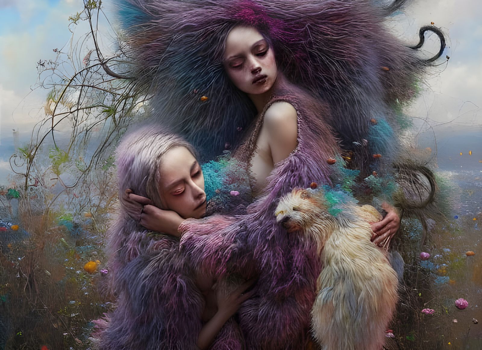 Hyperrealistic Fluffy Monsters in Surreal Urban Scene