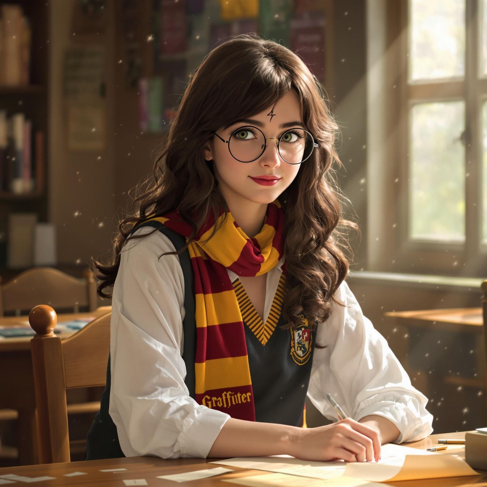 Charming Androgynous Harry Potter with Whimsical Touches