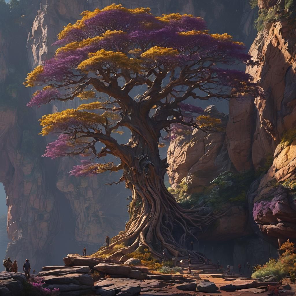 Majestic Tree Village on Cliff Edge