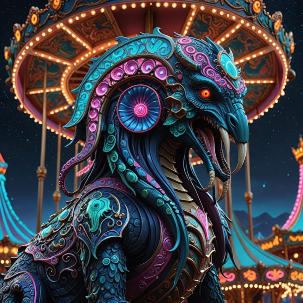 Android Octopi Carousel in Neon Light