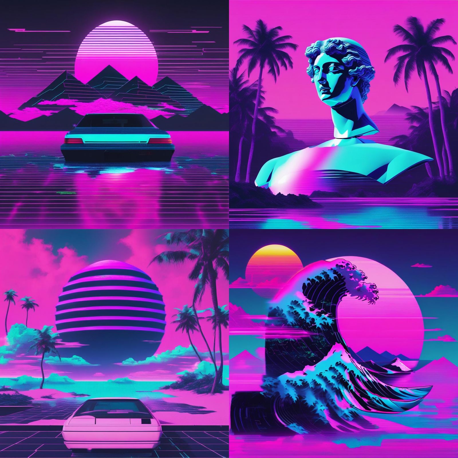 Vaporwave Dreamscape: Retro Digital Art