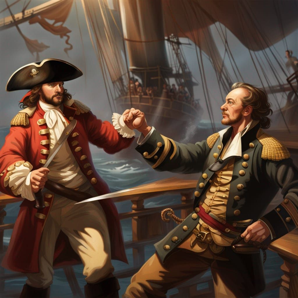Pirate Captain Sword Fight on Ship Deck