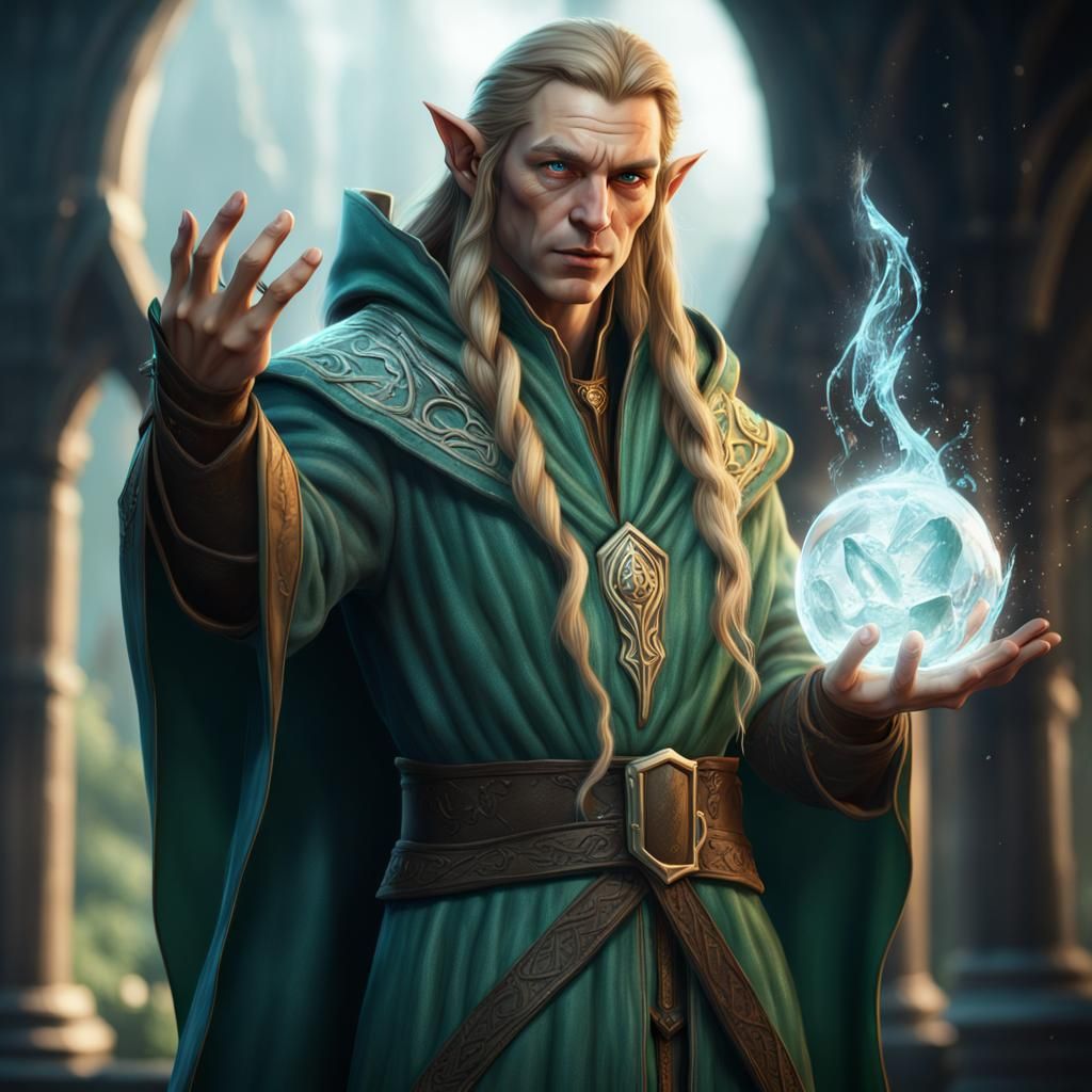 Elven Ice Mage in Detailed Fantasy Art