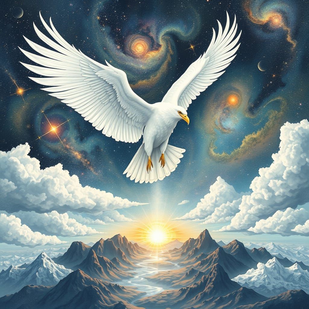 Cosmic Bird Soars Through Starry Sky