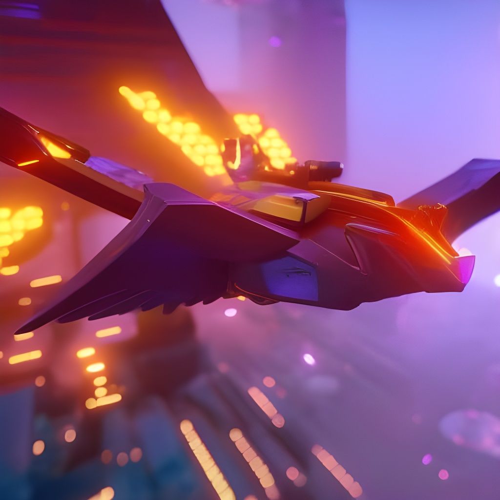 Cyberpunk Robot Bird in Neon Cityscape