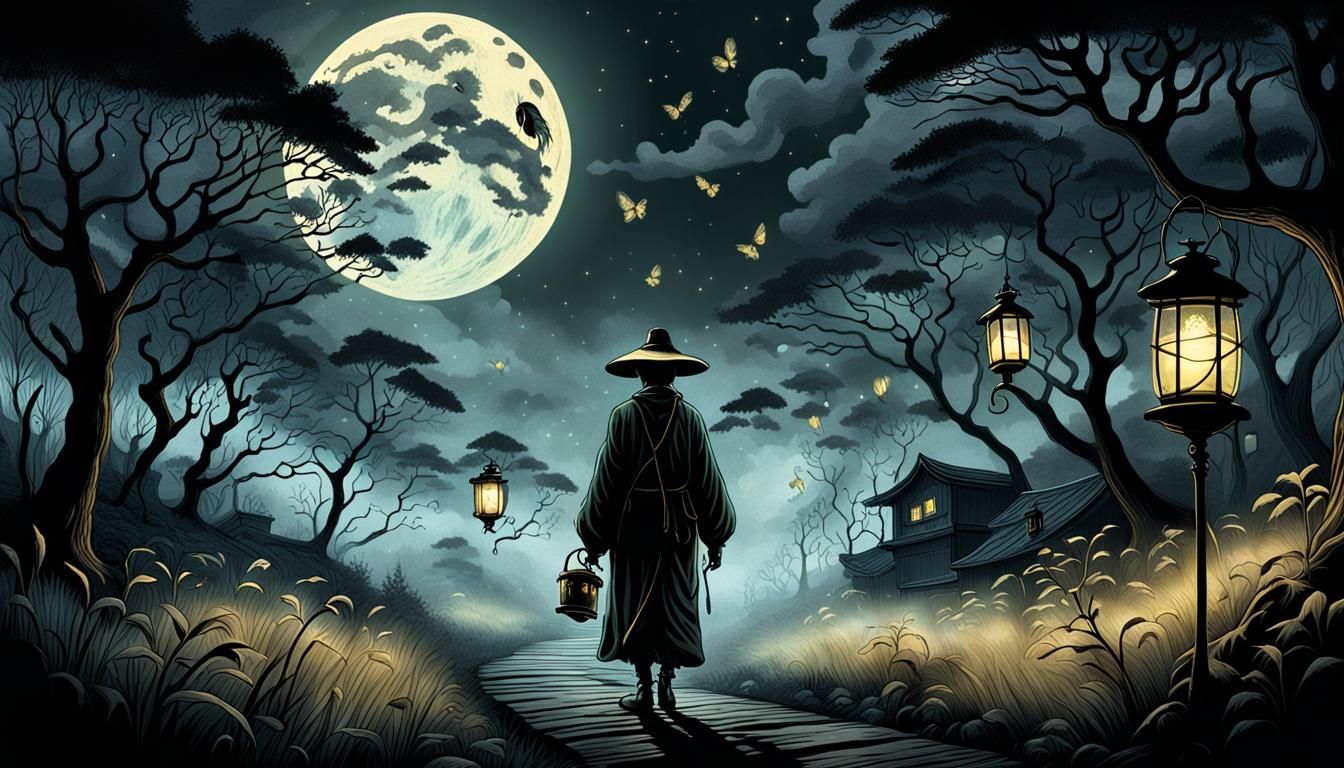 Firefly in Macabre Surrealist Mist, Digital Art