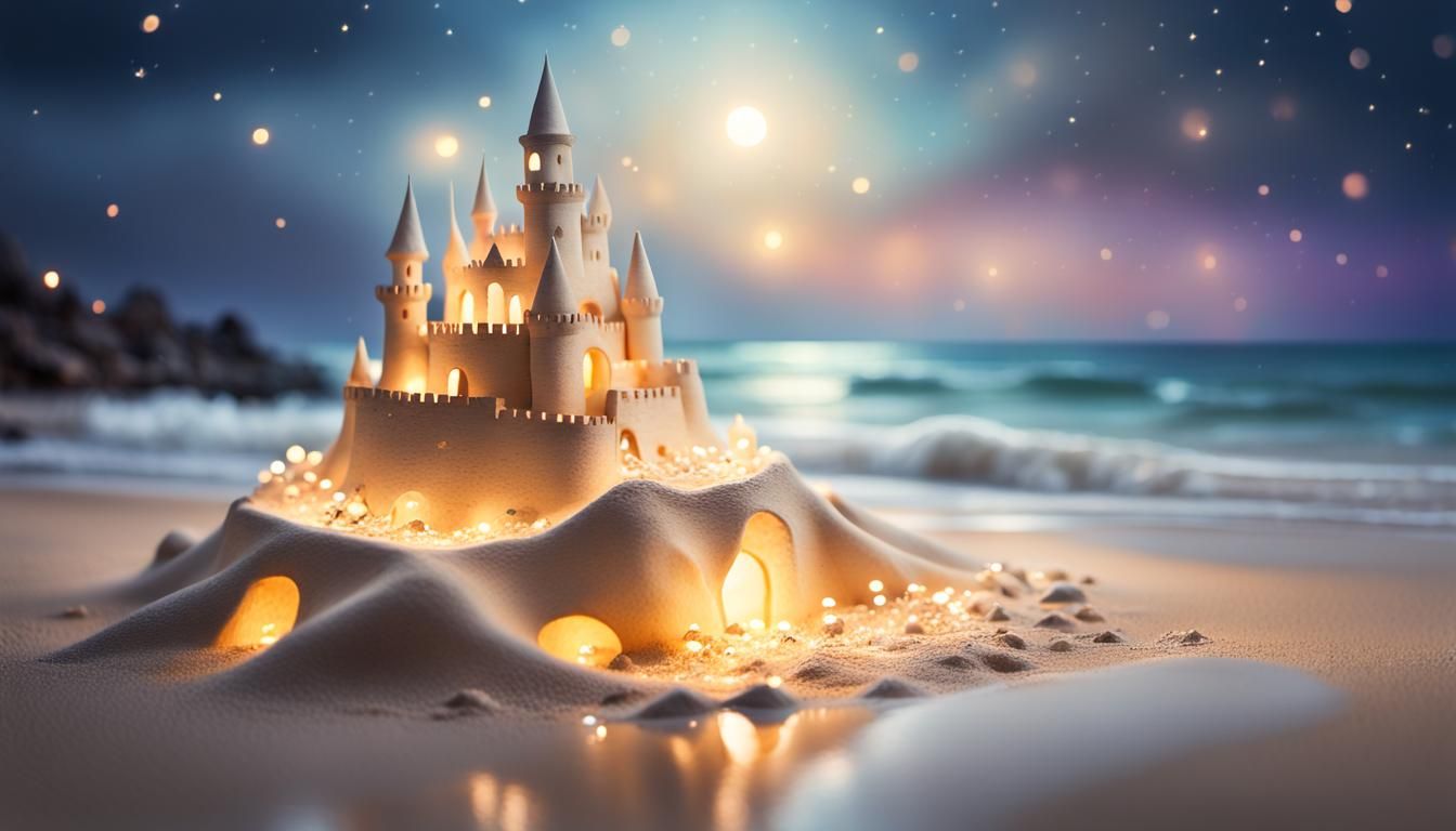 Magical Sandcastle at Night: Sfumato Fine Art