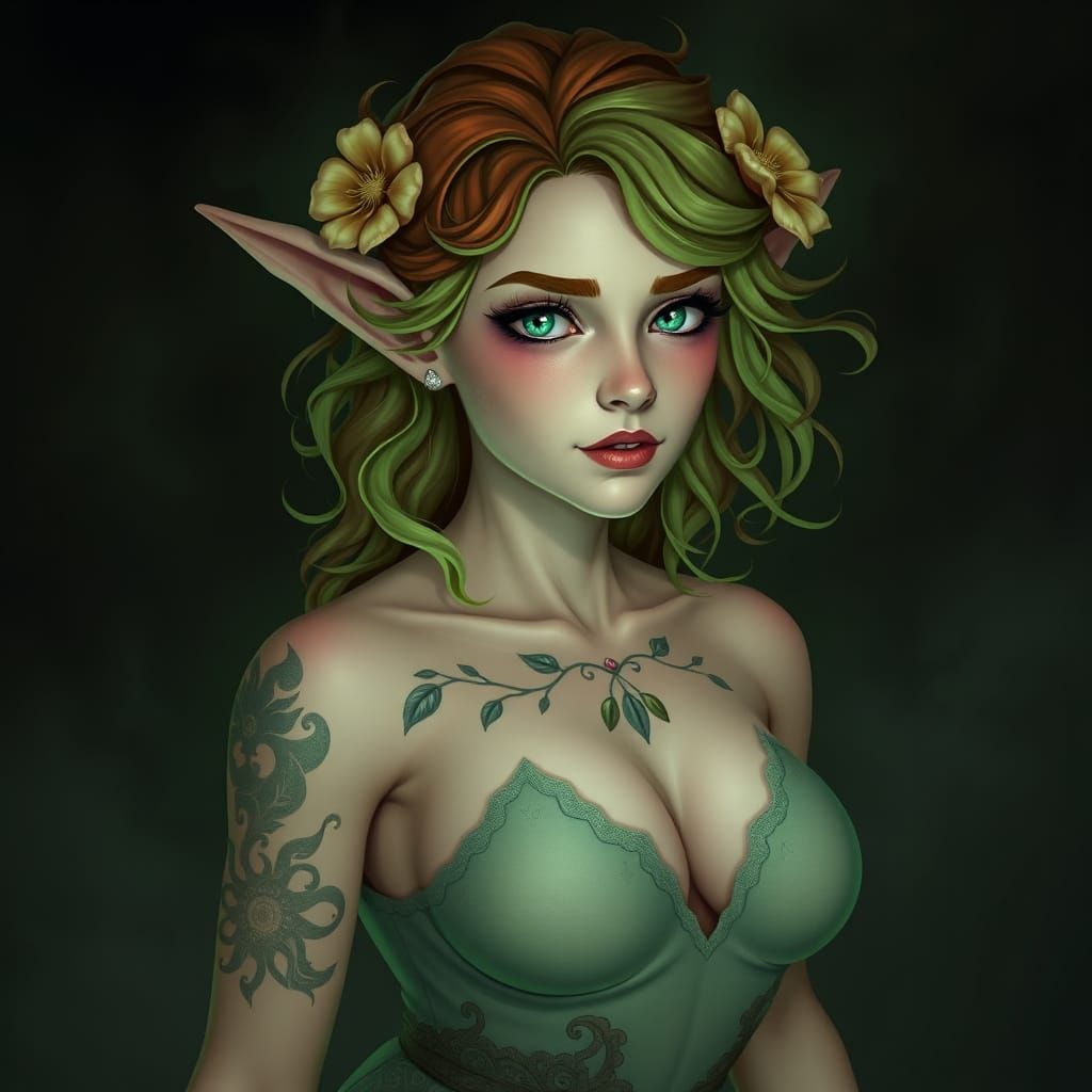 Vibrant Halfling Druidess in Nature-Inspired Attire
