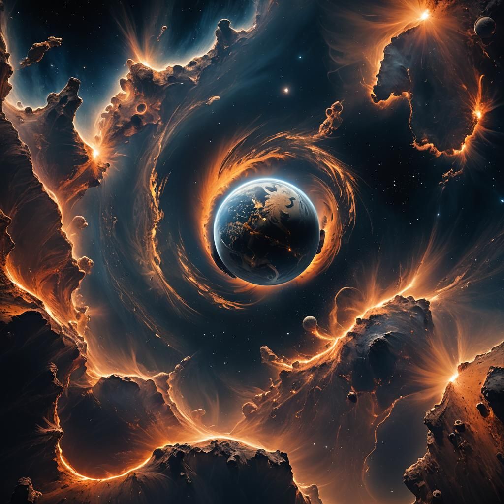 Glowing Planet in Deep Space Vista