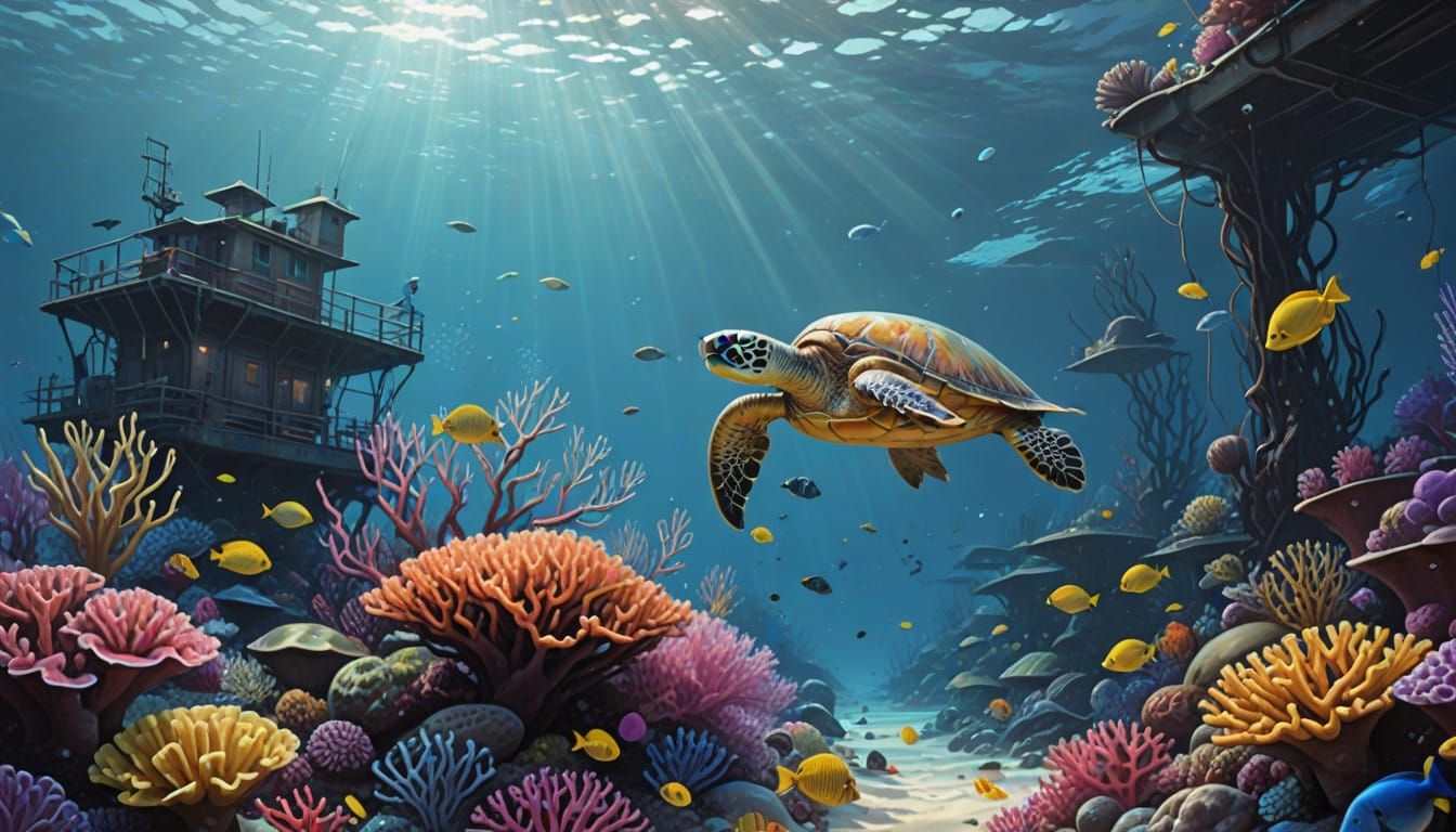 Underwater Kaleidoscope in Vibrant Pink, Blue, and Purple Hu...