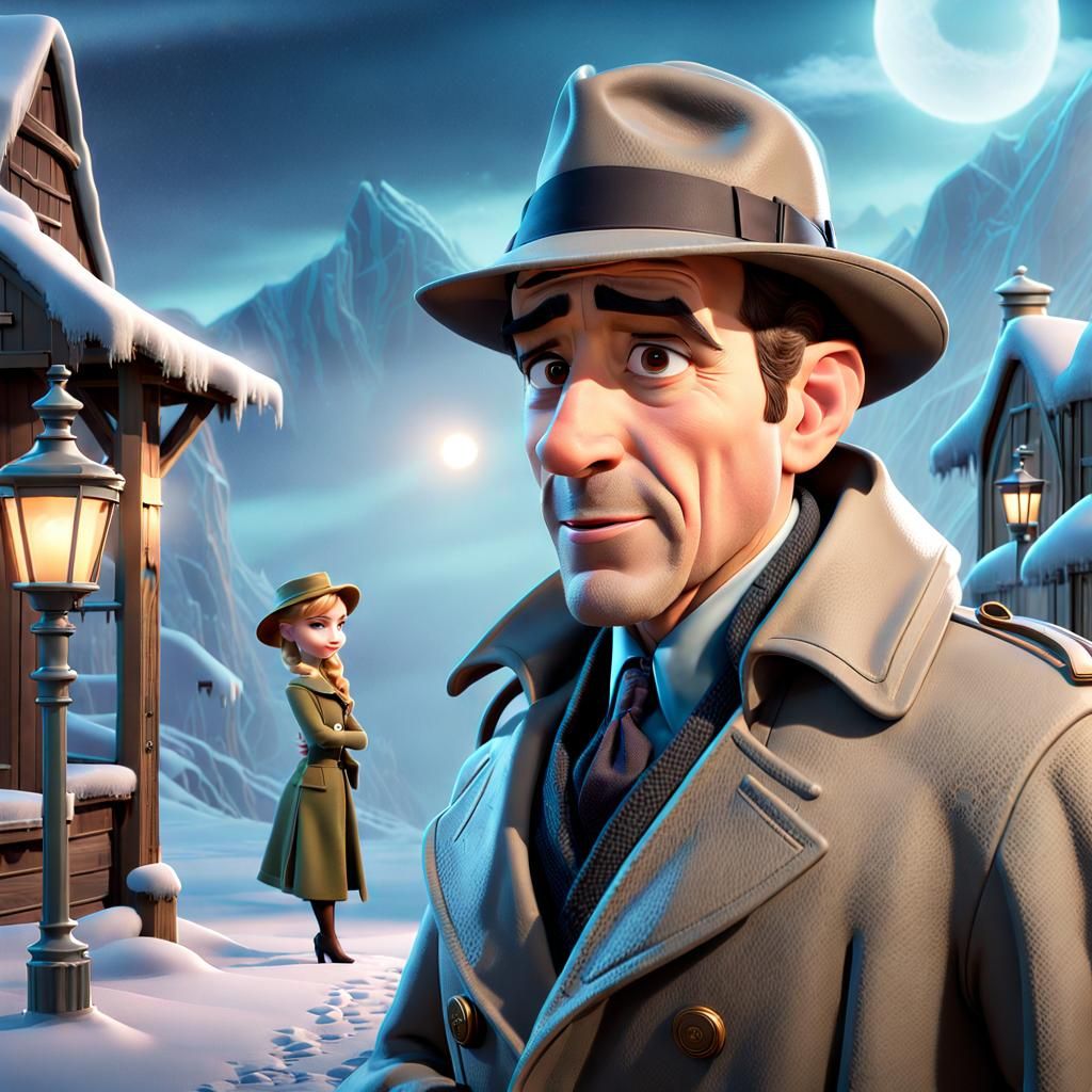 Bogart and Elsa on a Foggy Day, as 3D Digital Art