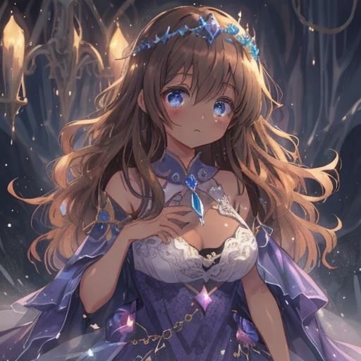 Goddess with Crystal Crown in Fantasy Art Style