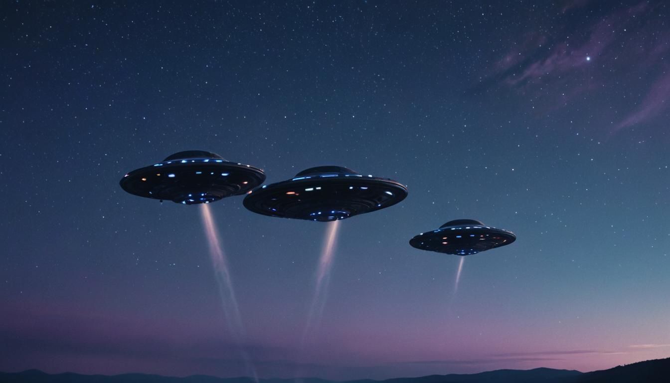 UFOs in Starry Sky: Cinematic Film Still