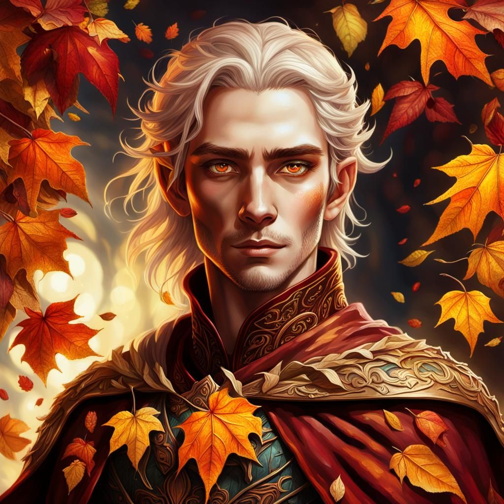 Autumn Elf with Leaf Hair in Hyperrealistic Fantasy Art
