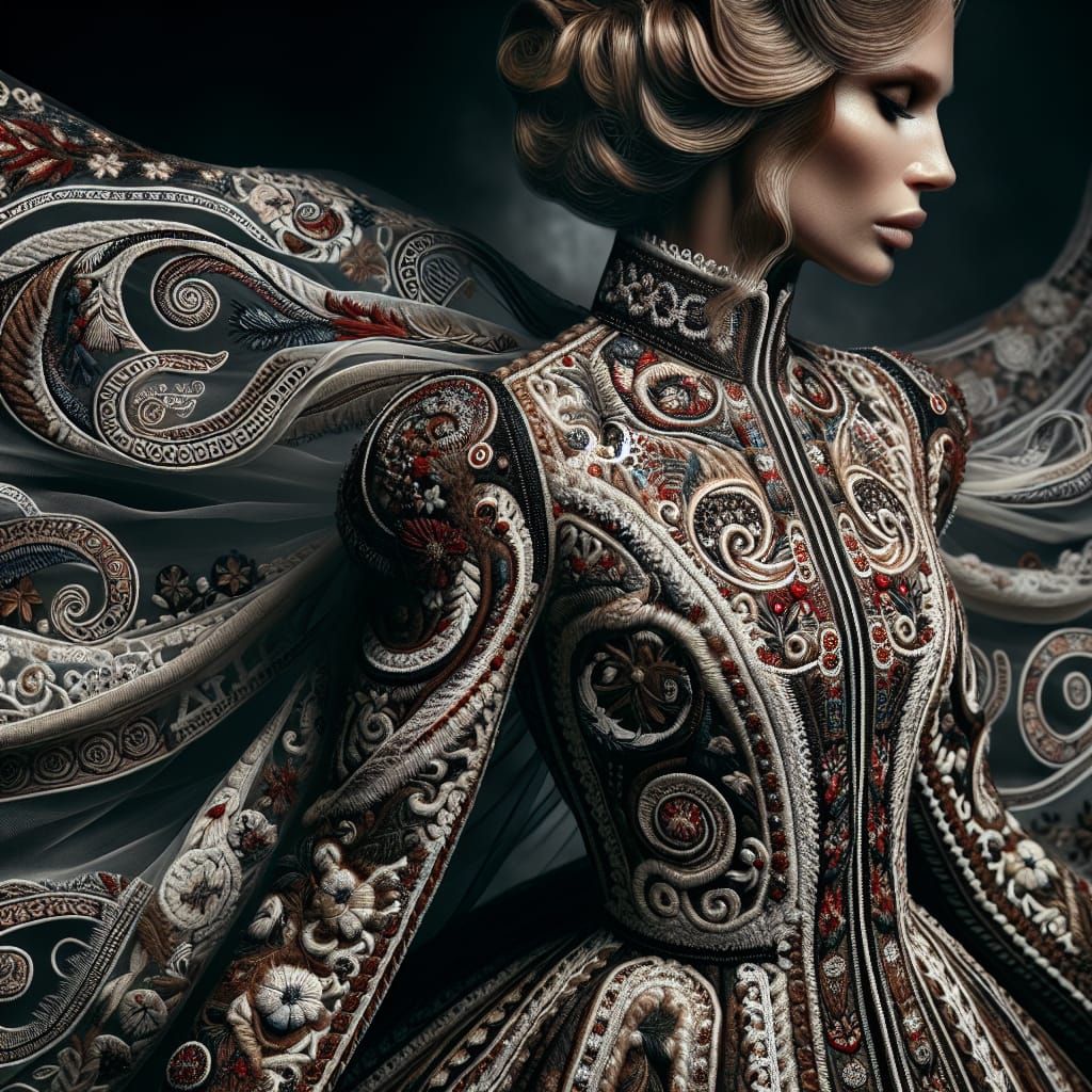 Latvian Woman in Haute Couture Gown