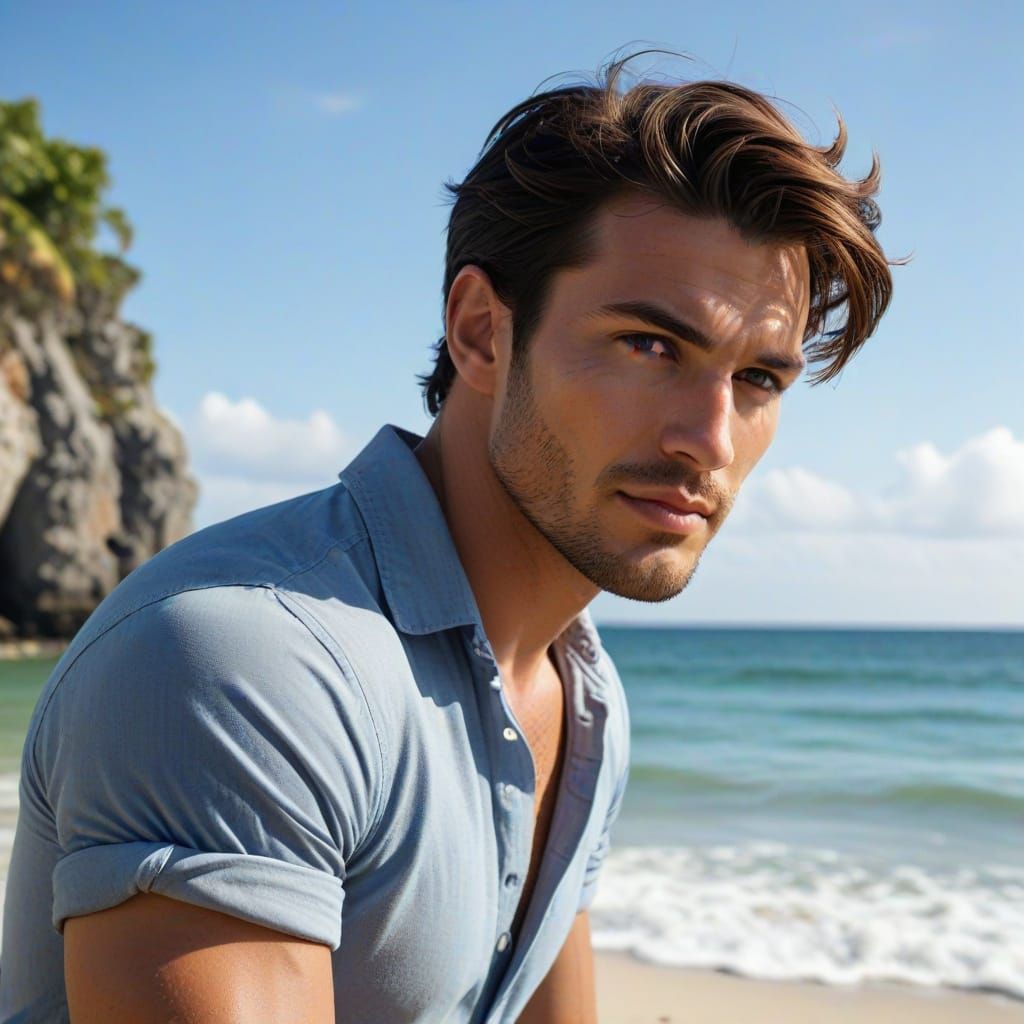 Suave Man on a Beach