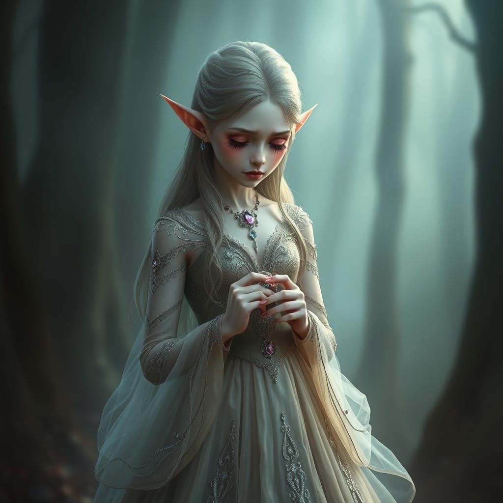 Mournful Elf Maiden in Primeval Forest