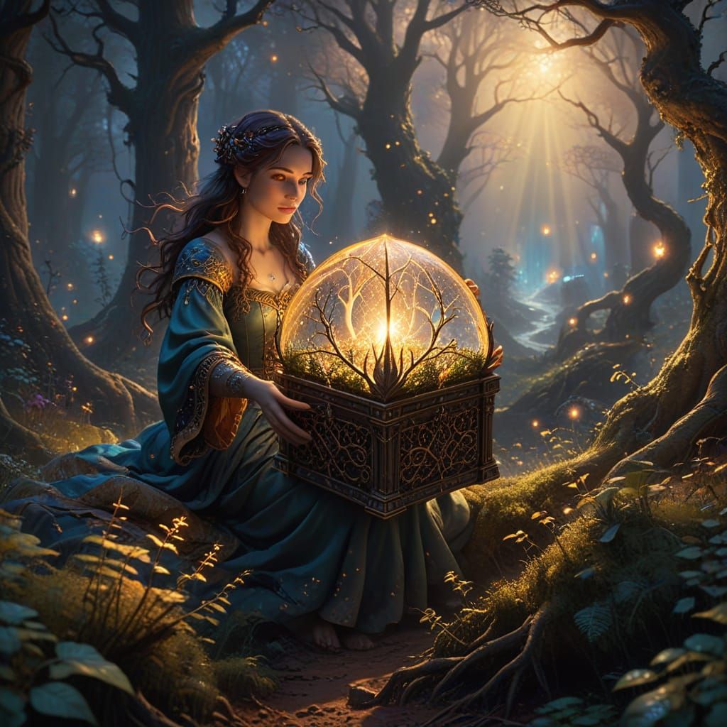 Ethereal Forest Scene in Dreamlike Fantasy Realism