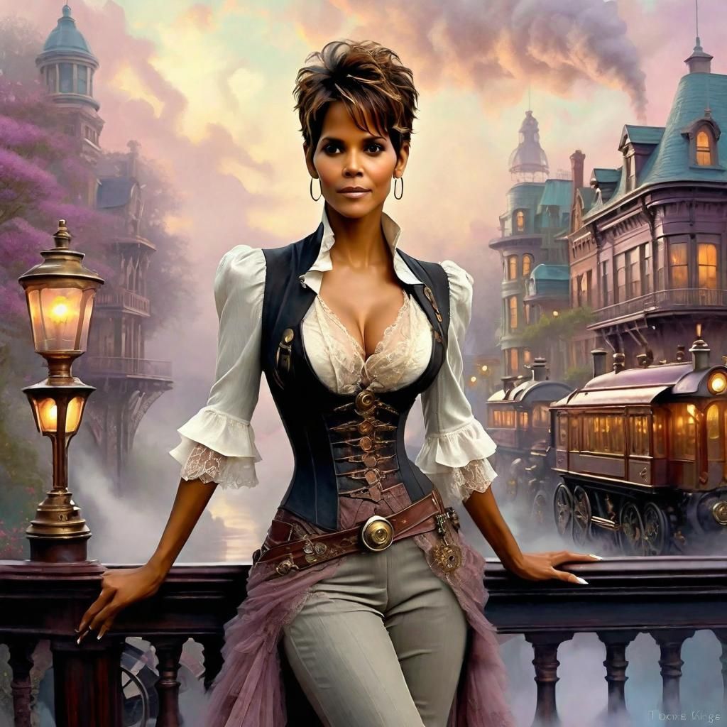 Steampunk Belle Epoque Woman in Ethereal Mist