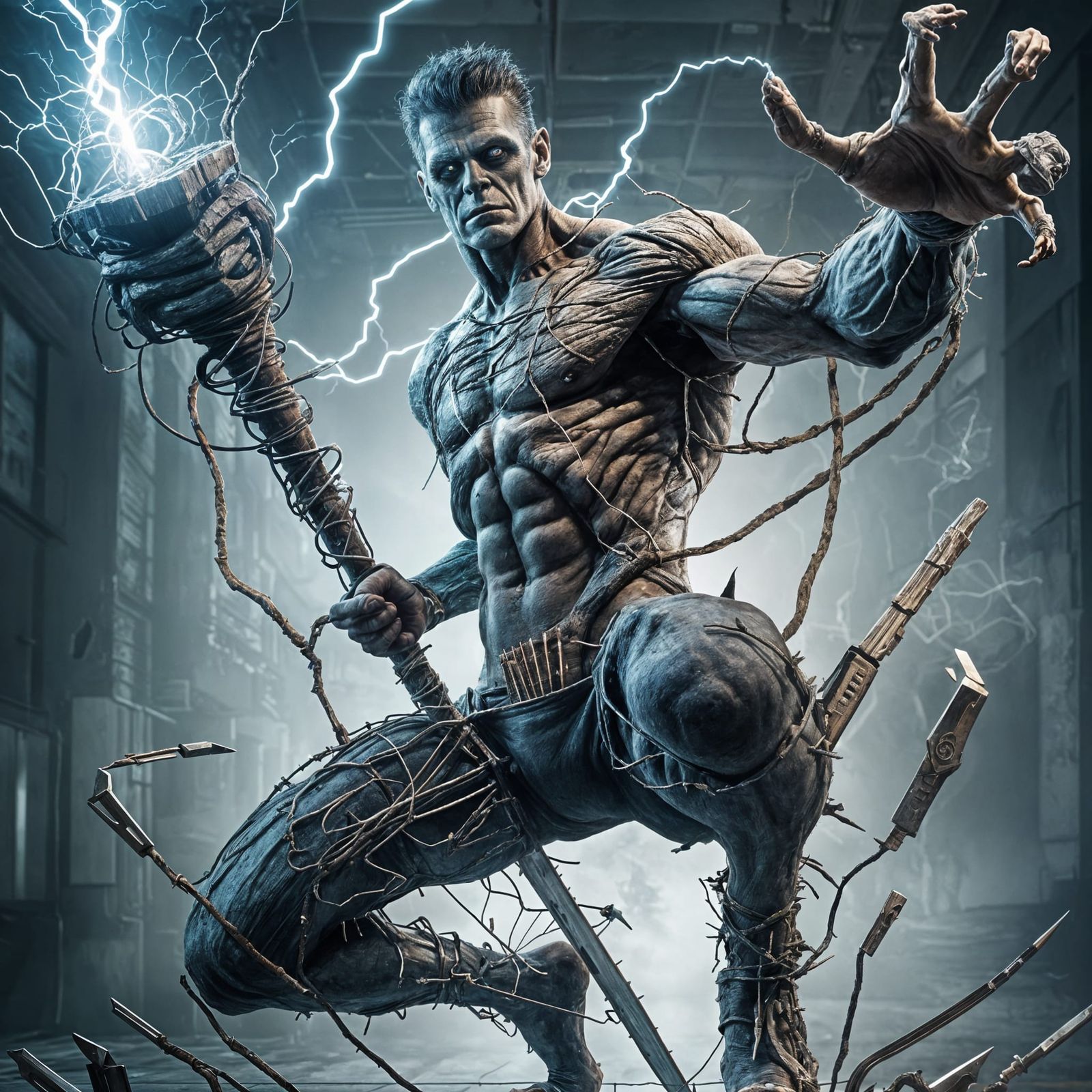 Frankenstein's Monster as a Necromancer Superhero