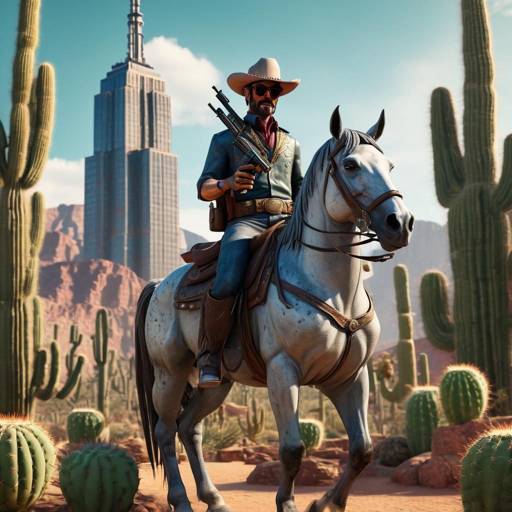 Spanish Cowboy with Pistols in 3D Digital Art