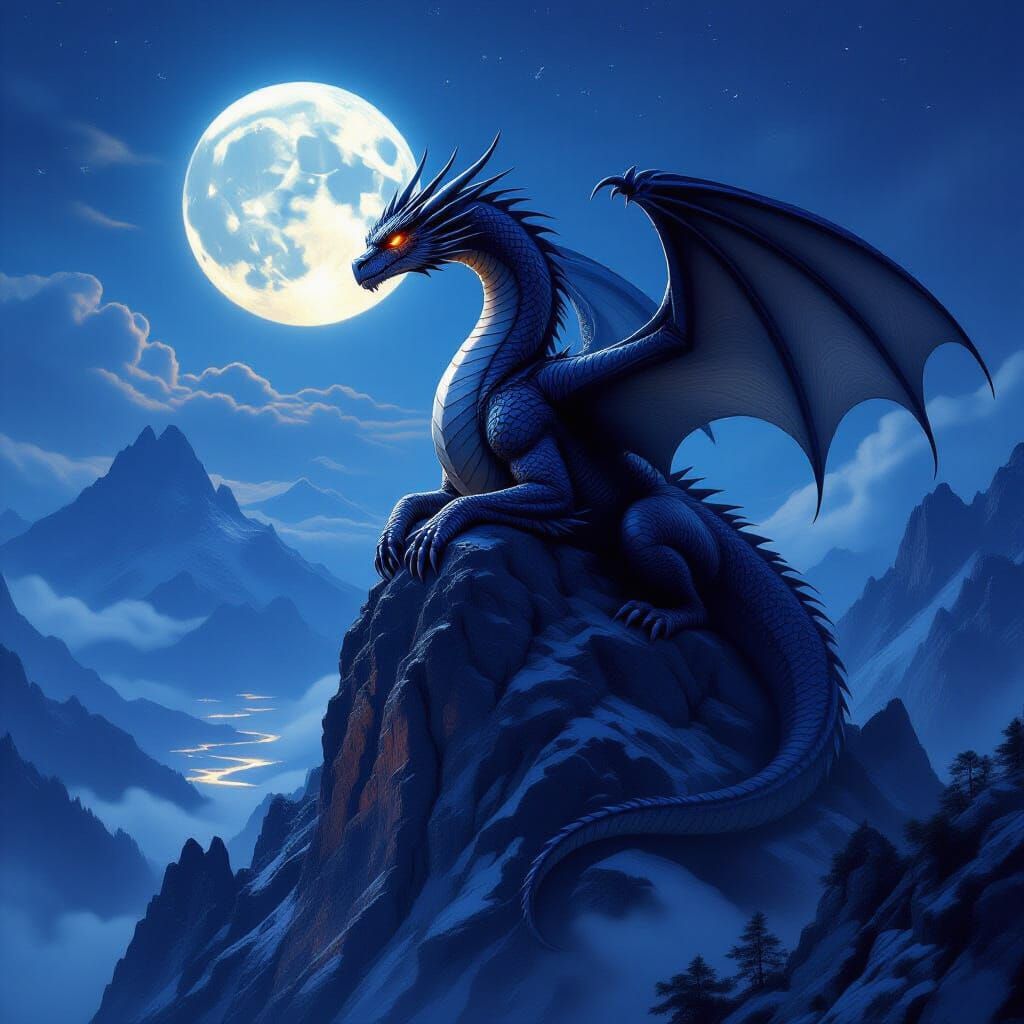 Dragon on Jagged Peak in Hyperrealistic Style