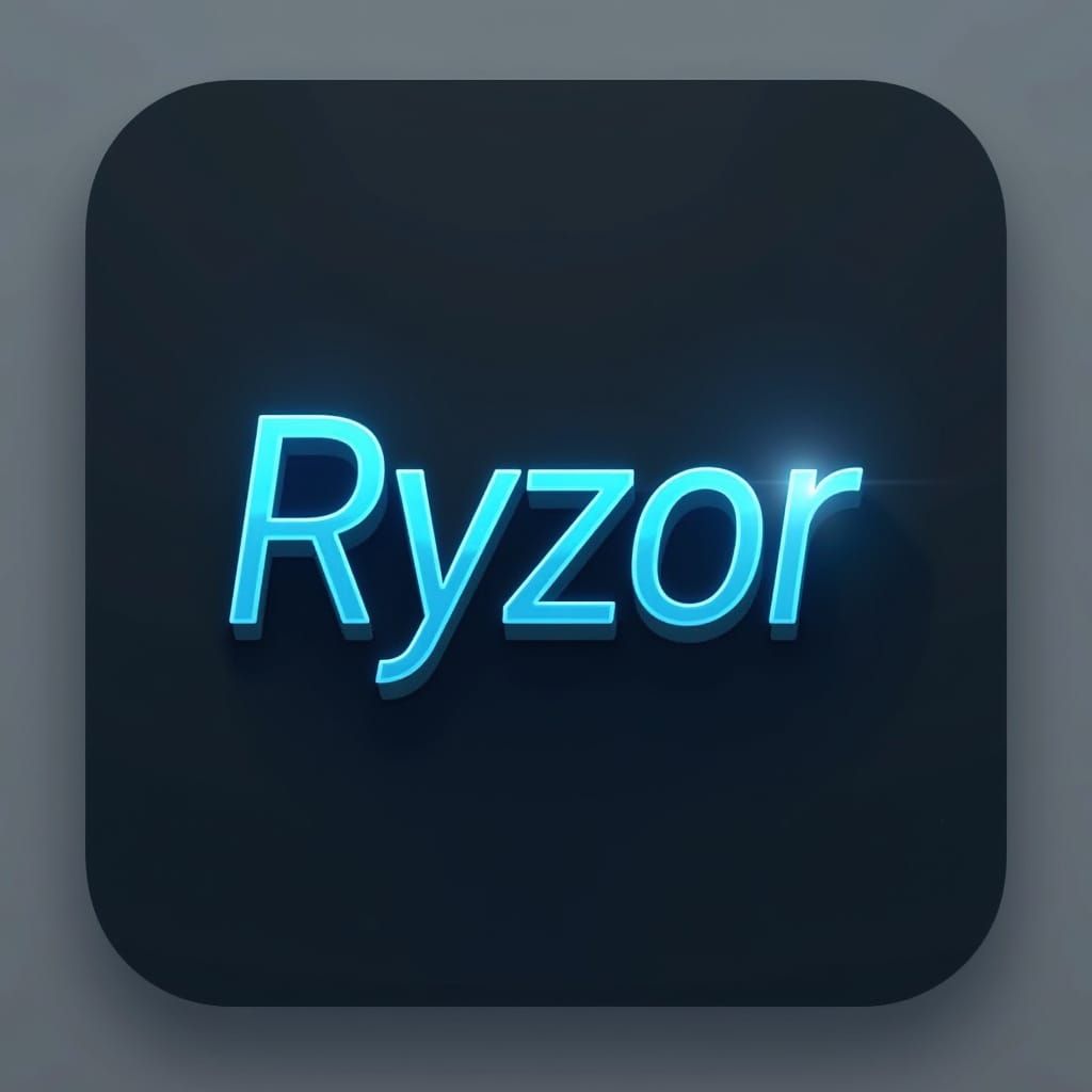 Ryzor YouTube Icon: Modern Typography with Electric Blue Glo...