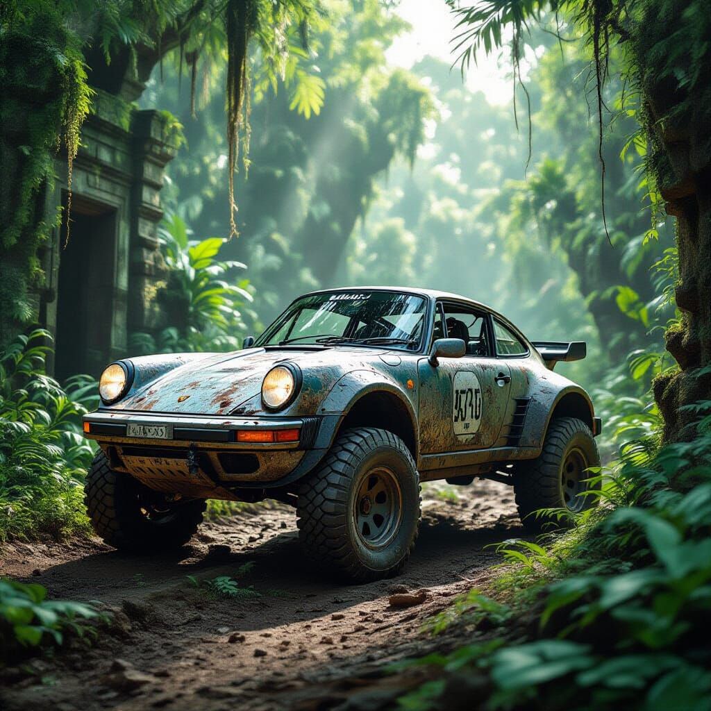 Off-Road Porsche 911 in Jungle Ruins