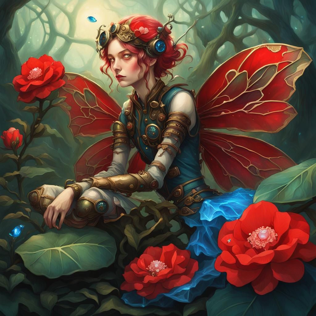 Steampunk Fairy with Crystal Wings
