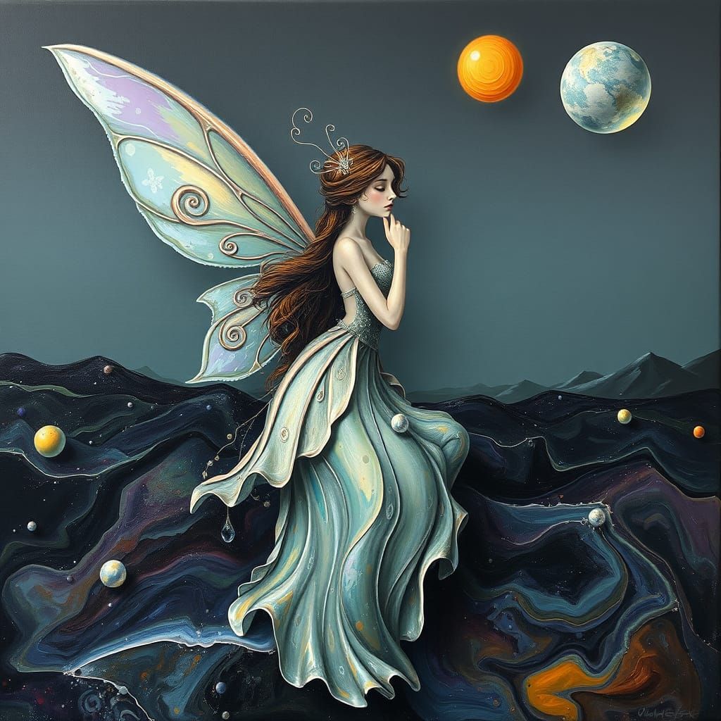 Dreamscape Fairy in Surrealist Oil Painting Style
