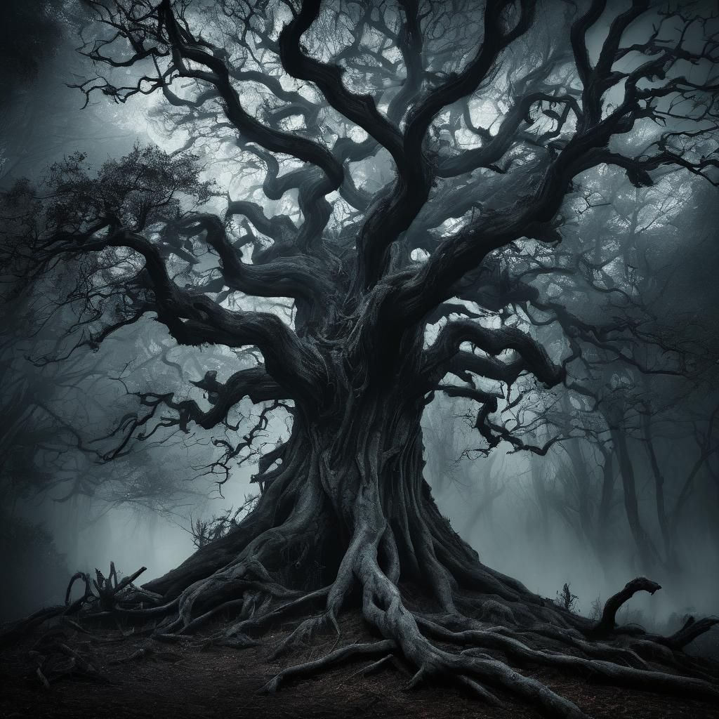 Eerie Forest: Arthur Rackham-Inspired Charcoal Drawing