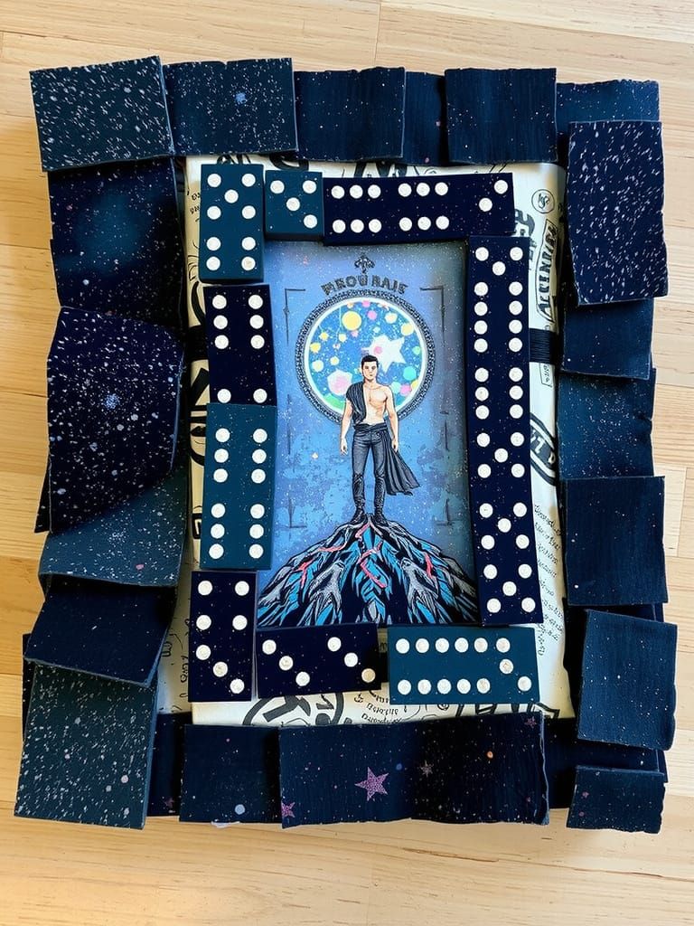 Cosmic Cowboy in Flaming Starry Desert