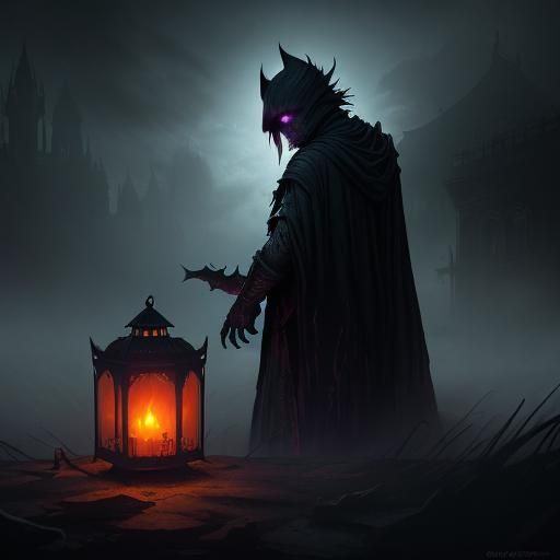 Diwali Horror: Ghostly Figure Emerges in Dark Fantasy Art