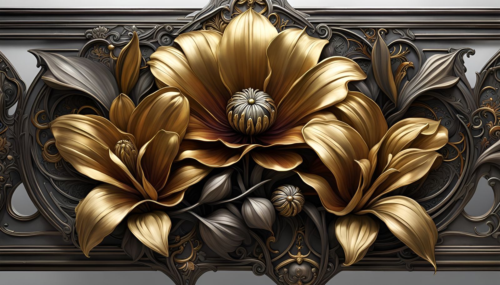 steel flower, steel and brass petals