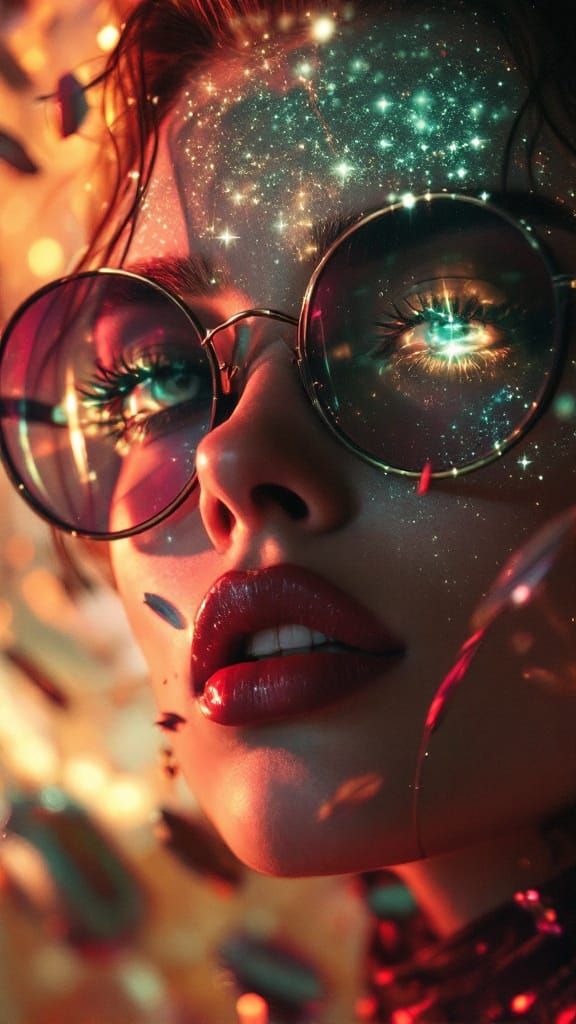 Ethereal Pin-Up Goddess in Zero-Gravity, a Cosmic Mashup of ...