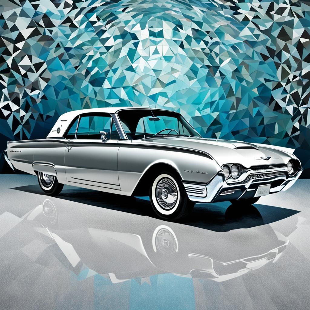 Silver 1962 Ford Thunderbird on Sparkling Roadway