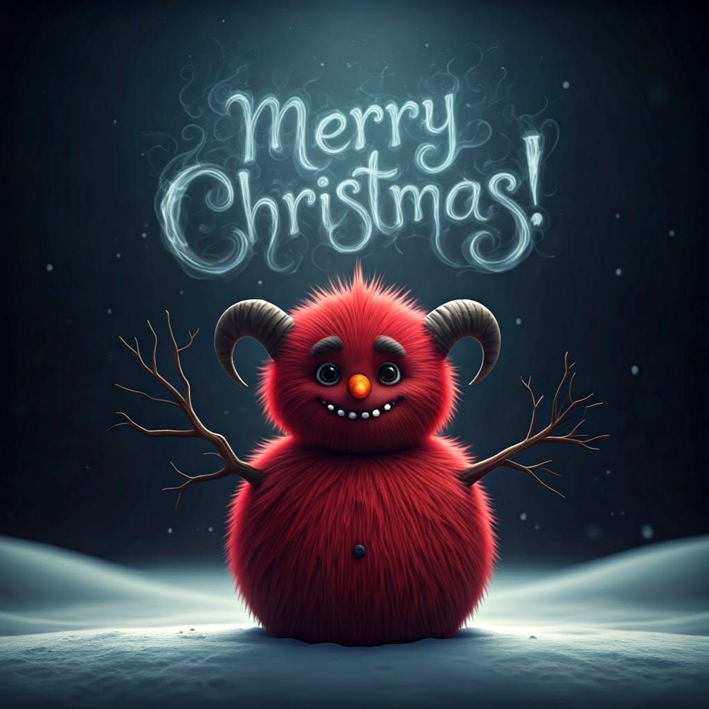 a cartoon Horned Snowman