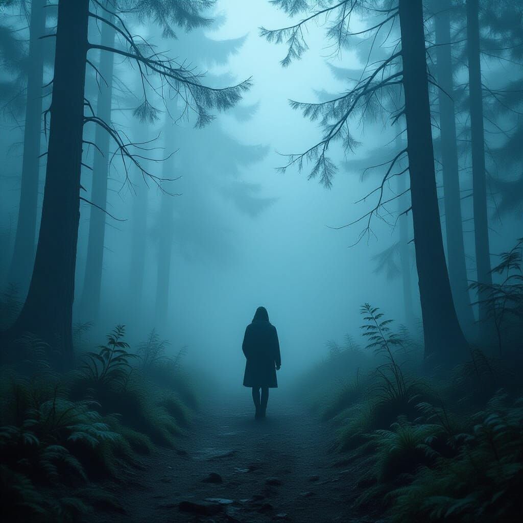 Misty Forest Path in Impressionist Style