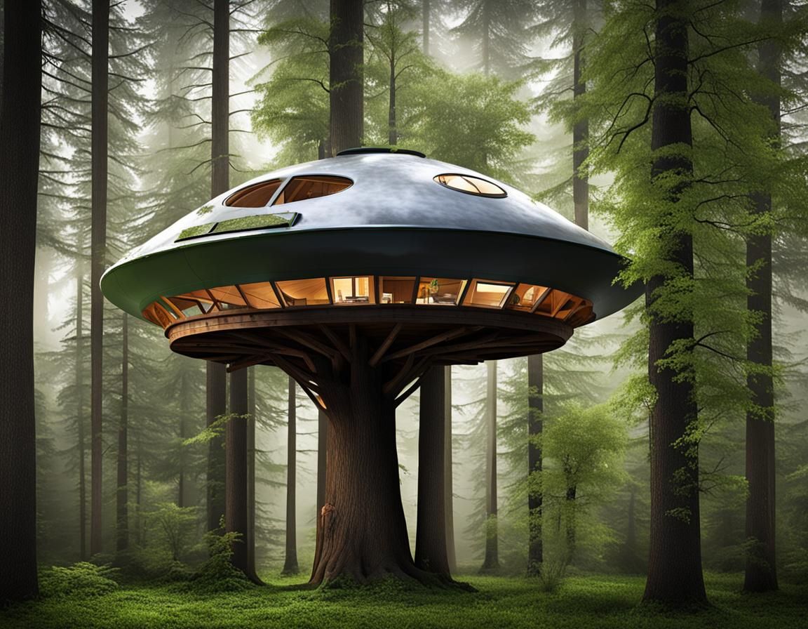 UFO Treehouse: A Flying Saucer in the Trees