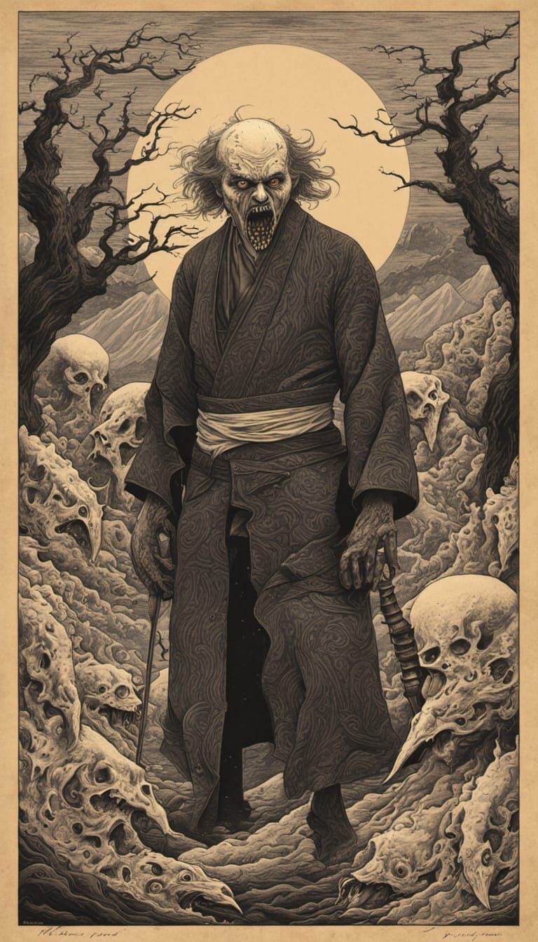 Ghastly Ukiyo-e Horror Art in Tesselation Style