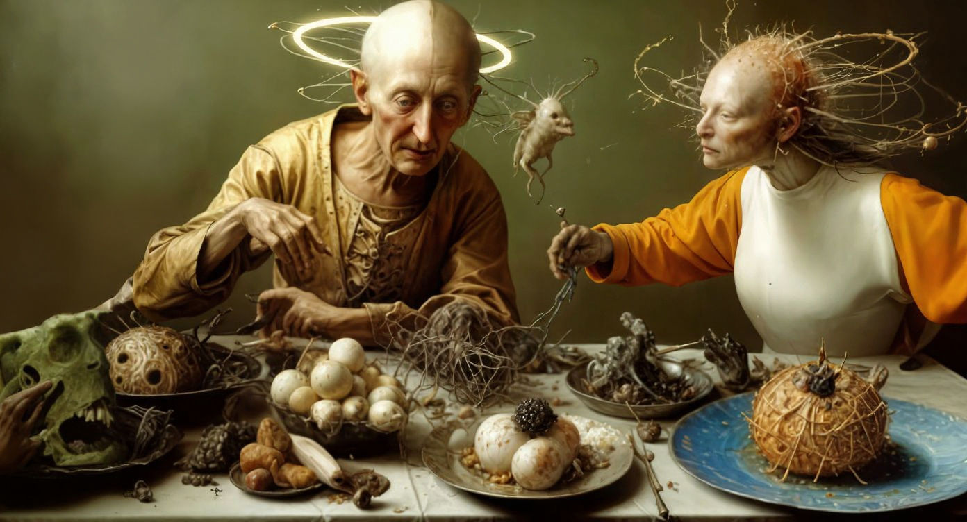 (Inpaint inserted the dorkish alien - bad render values.)
BUT I love this Couple because I feel like I know what they're...