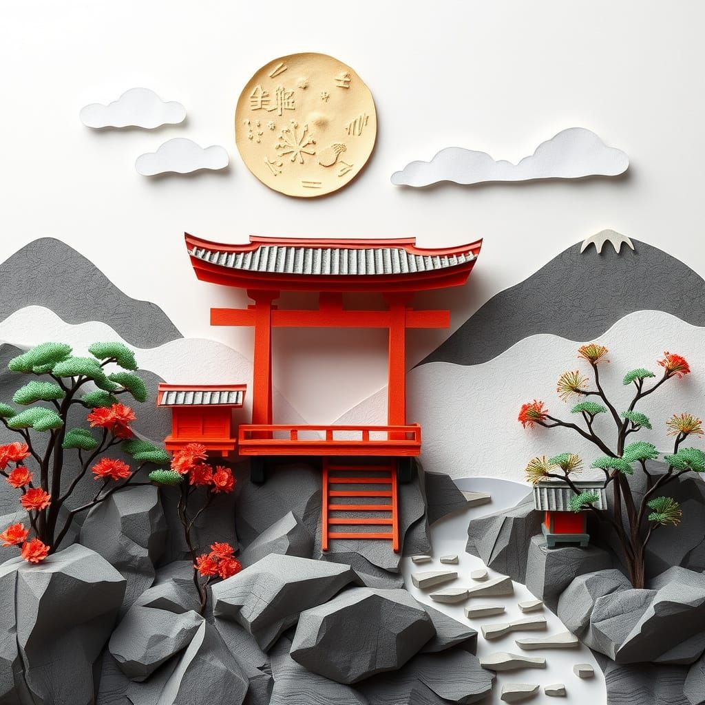 Geisha in Paper Landscape