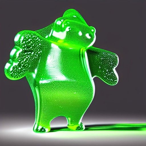 Green Gummy Bear Explosion in 3D