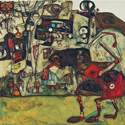 Aardvark in Style of Egon Schiele and Aardman