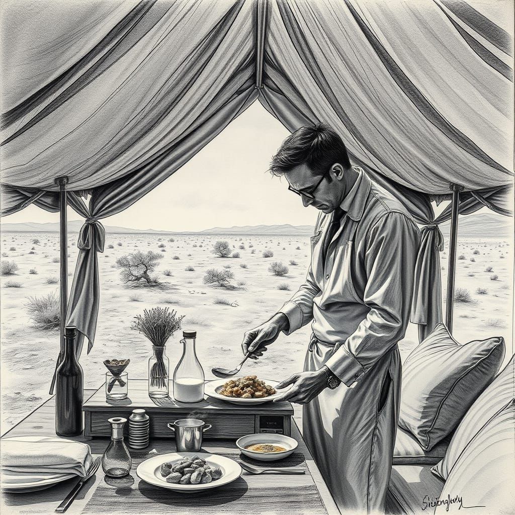 Corporate Executive Cooks in Safari Tent in the Namib Desert...