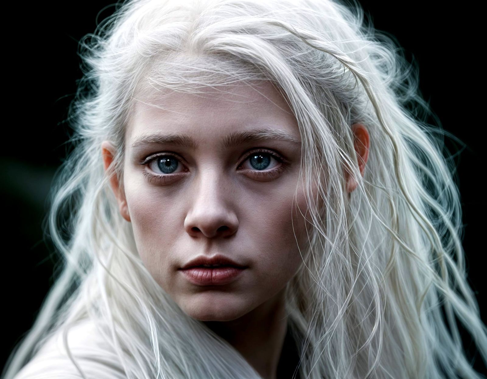 Albino Woman in Contemplative Repose