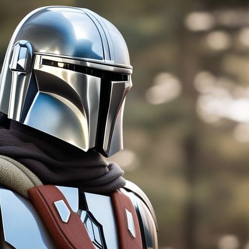 Hyperrealistic Mandalorian Portrait in Natural Lighting