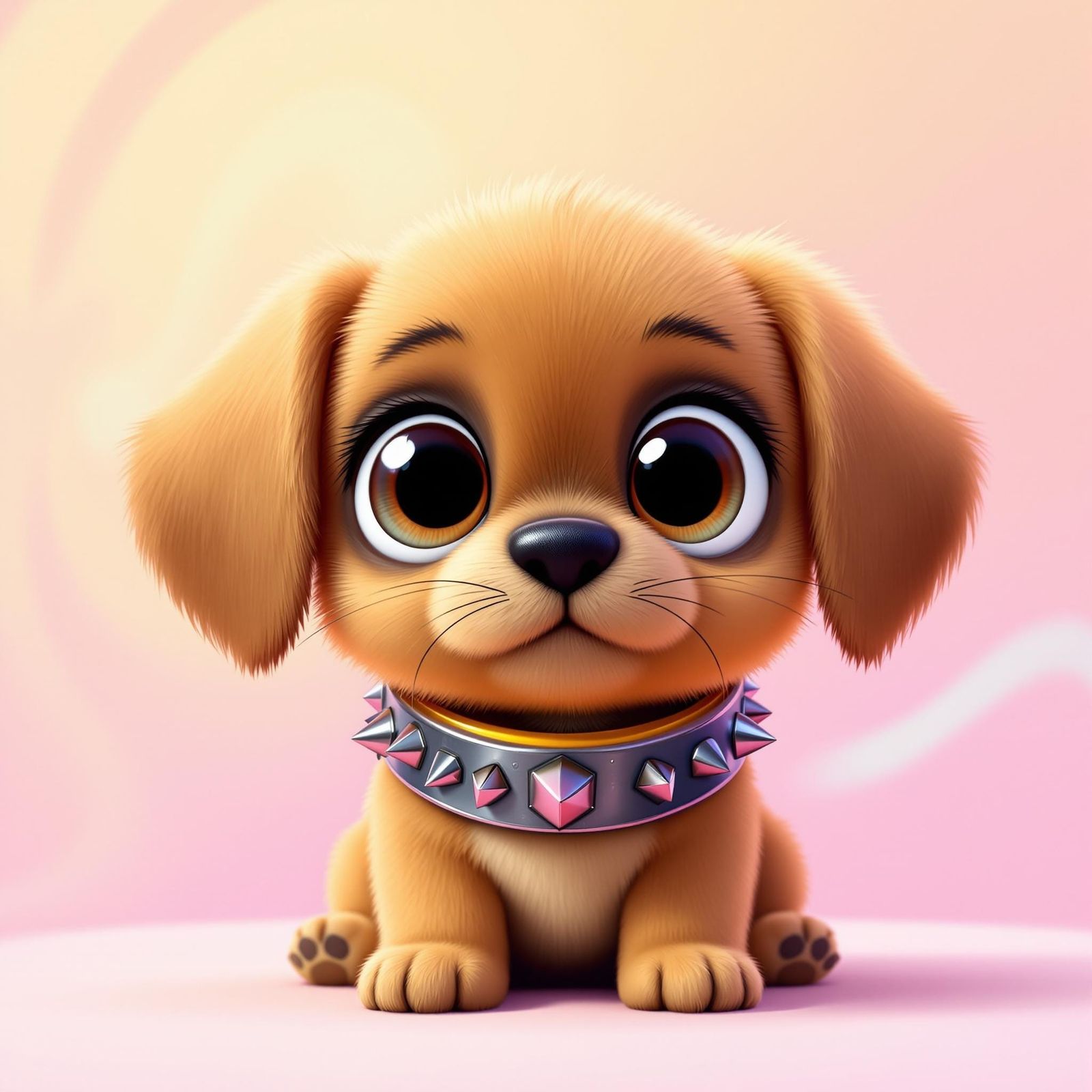 Cute Button-Nosed Puppy with Oversized Eyes in Vibrant Carto...