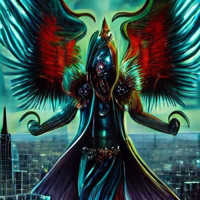 Lucifer Dabbing in Dark Fairycore Cityscape