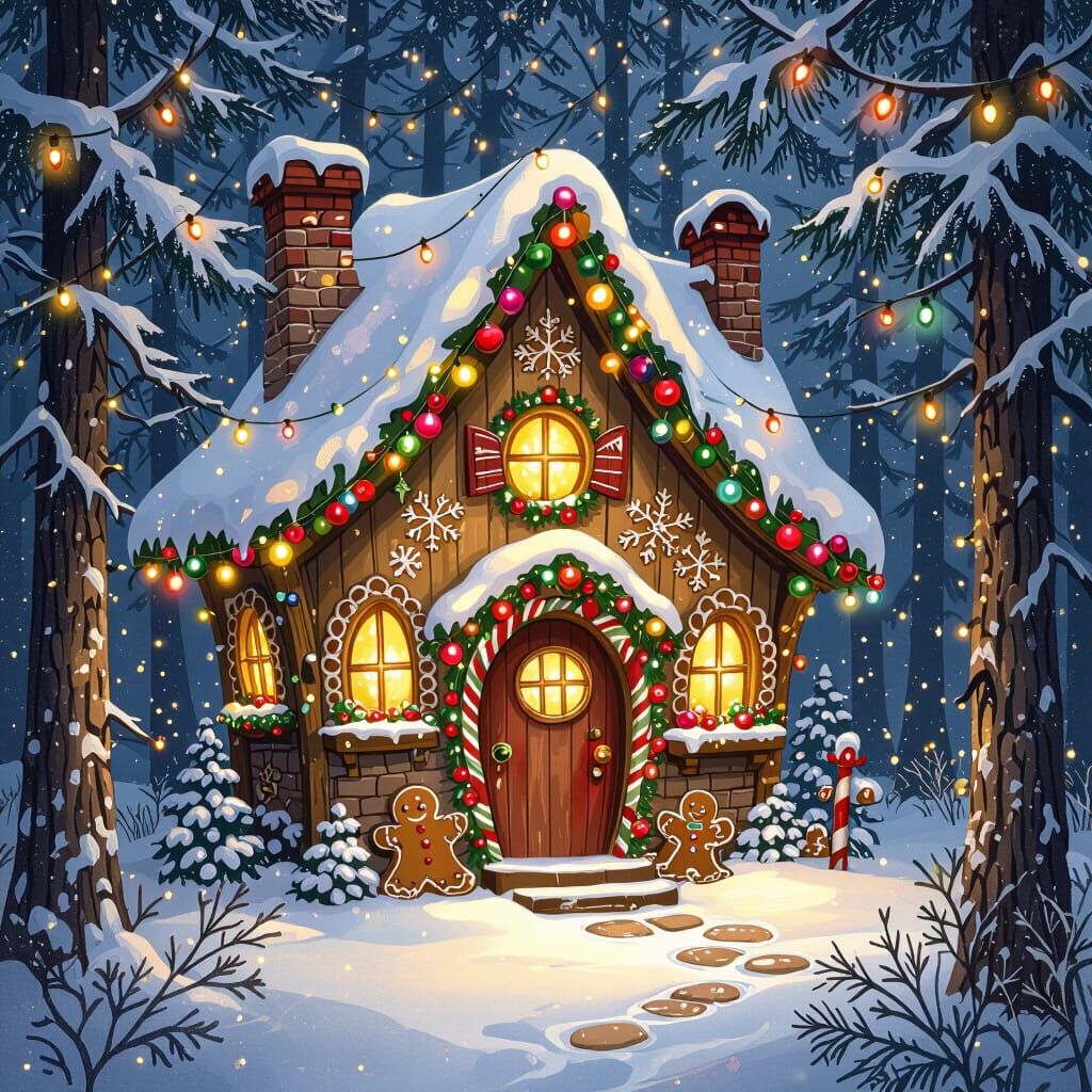 Enchanting Christmas Fairy Treehouse in Snowy Forest